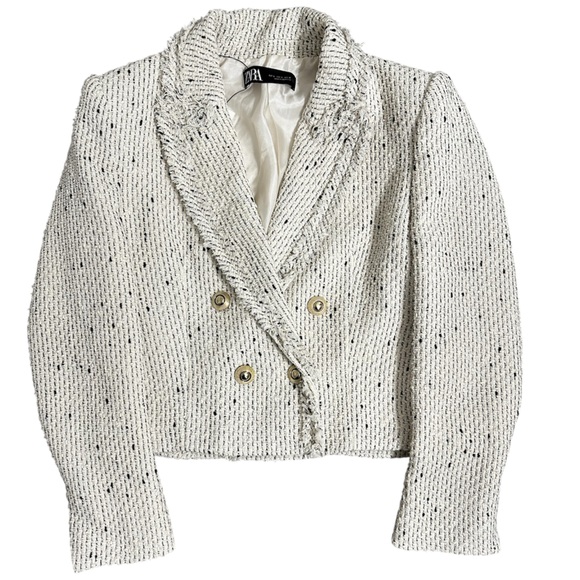 NWT Zara Textured Double-Breasted Blazer - Picture 4 of 12